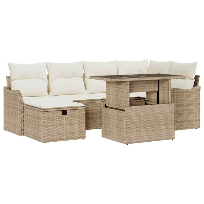 Set de canapele pentru grădină cu pernă 7 pcs Bej Rattan poli - WALTI WALTI