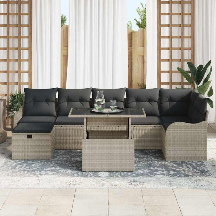 Set de canapele pentru grădină 8 buc. Gri deschis Rattan poli - WALTI WALTI
