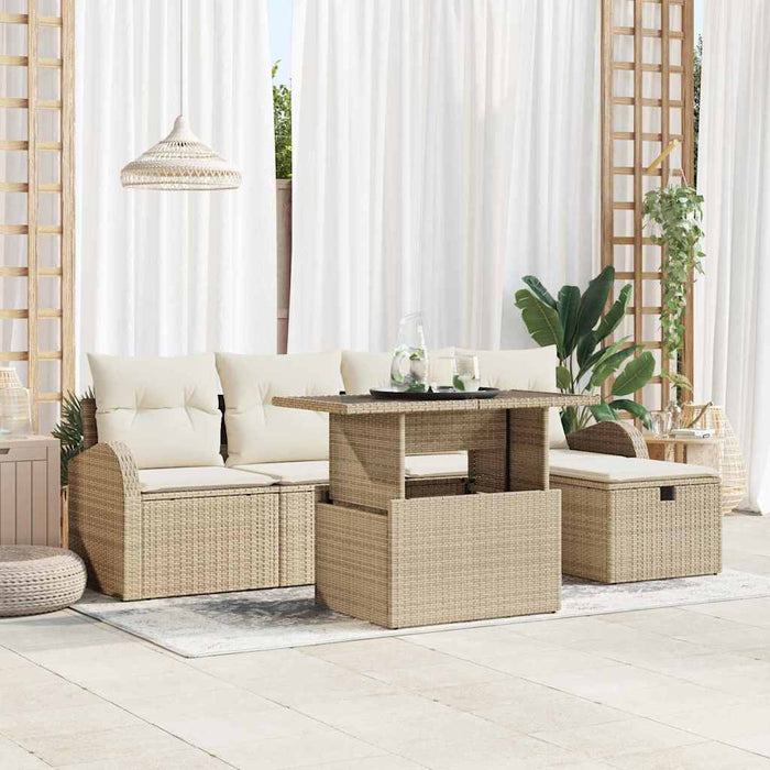 Set de canapele pentru grădină cu pernă 6 pcs Bej Rattan poli - WALTI WALTI