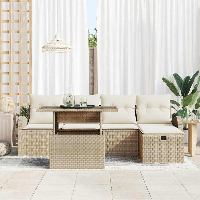Set de canapele pentru grădină cu pernă 6 pcs Bej Rattan poli - WALTI WALTI