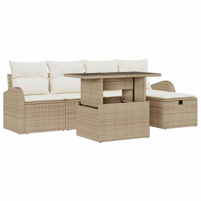 Set de canapele pentru grădină cu pernă 6 pcs Bej Rattan poli - WALTI WALTI