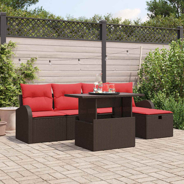Set de canapele pentru grădină cu pernă 6 pcs Maro poliratan - WALTI WALTI
