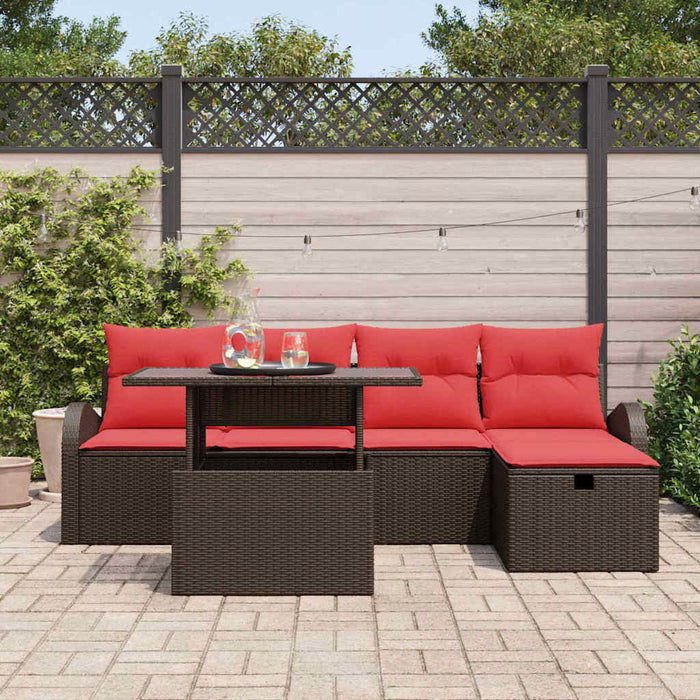 Set de canapele pentru grădină cu pernă 6 pcs Maro poliratan - WALTI WALTI