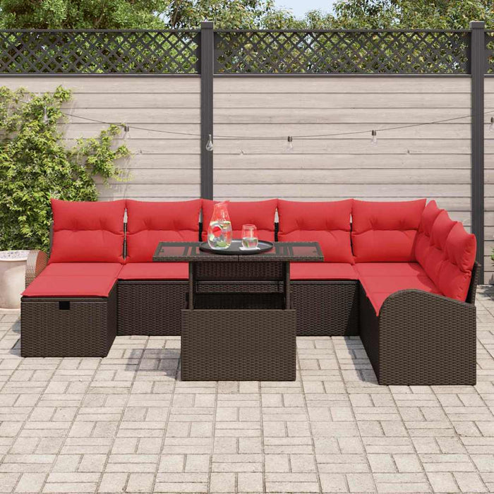 Set de canapele pentru grădină cu pernă 9 pcs Maro Rattan poli - WALTI WALTI