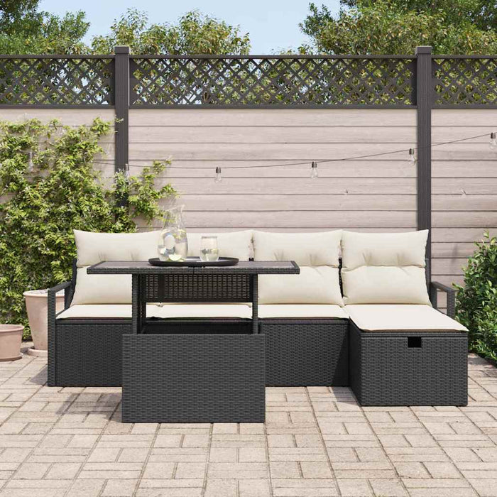 Set de canapele pentru grădină cu pernă 6 pcs Negru Rattan poli - WALTI WALTI