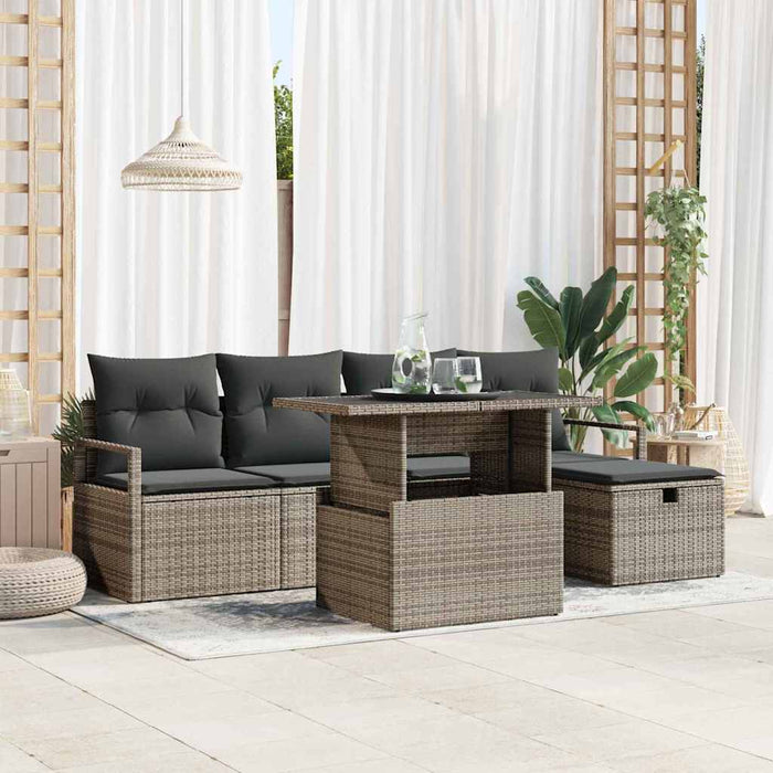 Set de canapele pentru grădină cu pernă 6 pcs Gri Rattan poli - WALTI WALTI