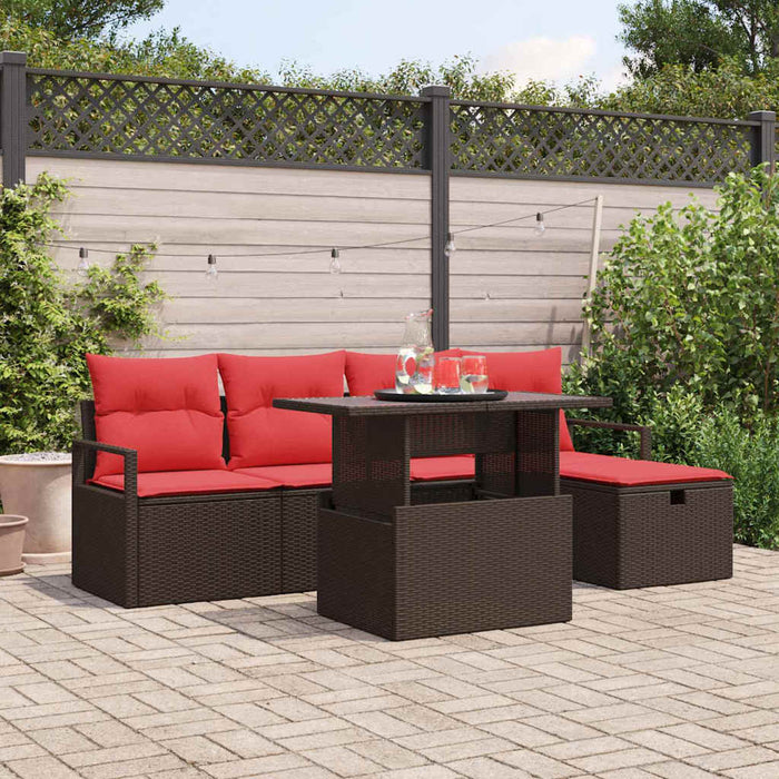 Set de canapele pentru grădină cu pernă 6 pcs Maro Rattan poli - WALTI WALTI