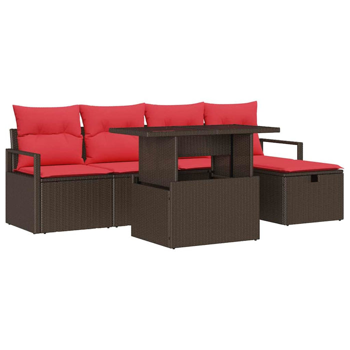 Set de canapele pentru grădină cu pernă 6 pcs Maro Rattan poli - WALTI WALTI