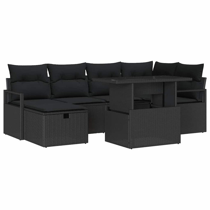 Set de canapele pentru grădină cu pernă 7 pcs Negru Rattan poli - WALTI WALTI