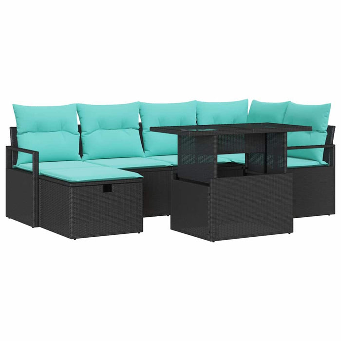Set de canapele pentru grădină cu pernă 7 pcs Negru Rattan poli - WALTI WALTI