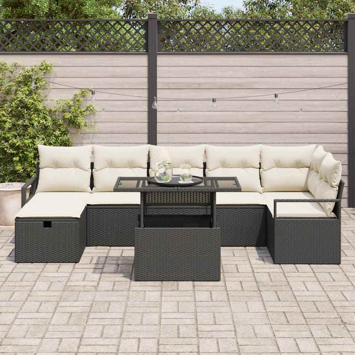 Set de canapele pentru grădină cu pernă 8 pcs Negru Rattan poli - WALTI WALTI