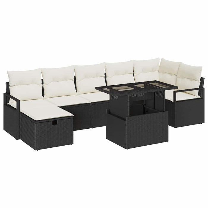 Set de canapele pentru grădină cu pernă 8 pcs Negru Rattan poli - WALTI WALTI