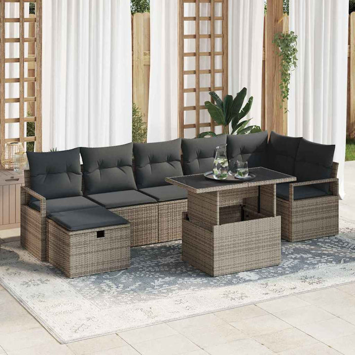 Set de canapele pentru grădină cu pernă 8 pcs Gri Rattan poli - WALTI WALTI