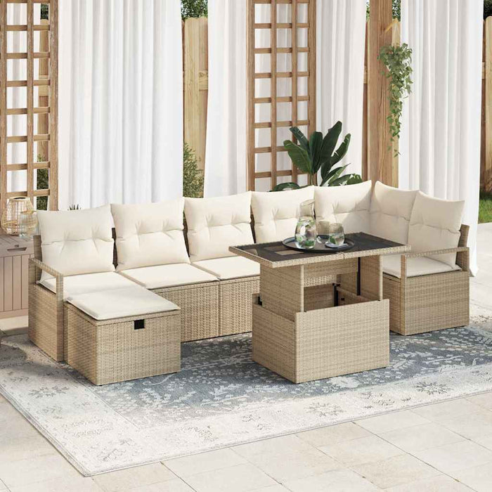 Set de canapele pentru grădină cu pernă 8 pcs Bej Rattan poli - WALTI WALTI