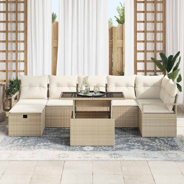 Set de canapele pentru grădină cu pernă 8 pcs Bej Rattan poli - WALTI WALTI