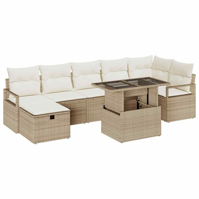Set de canapele pentru grădină cu pernă 8 pcs Bej Rattan poli - WALTI WALTI