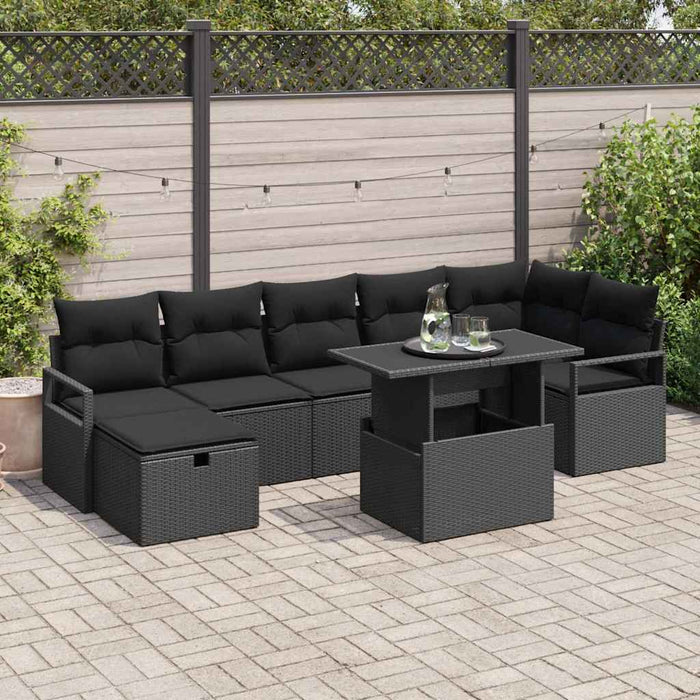 Set de canapele pentru grădină cu pernă 8 pcs Negru Rattan poli - WALTI WALTI