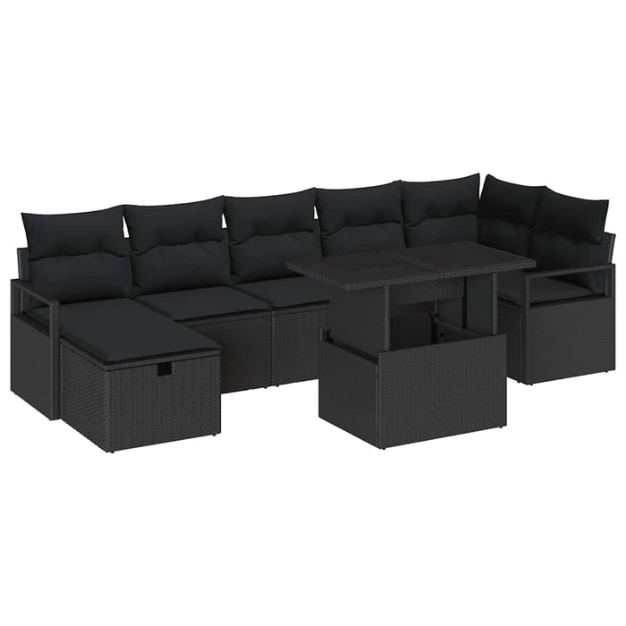 Set de canapele pentru grădină cu pernă 8 pcs Negru Rattan poli - WALTI WALTI