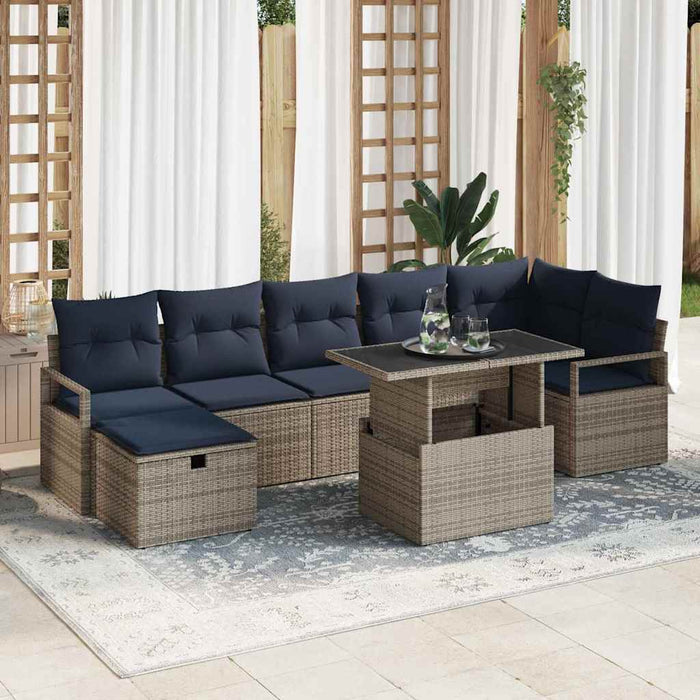 Set de canapele pentru grădină cu pernă 8 pcs Gri Rattan poli - WALTI WALTI