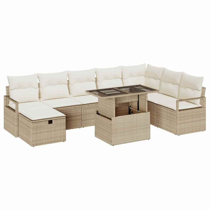 Set de canapele pentru grădină cu pernă 9 pcs Bej Rattan poli - WALTI WALTI