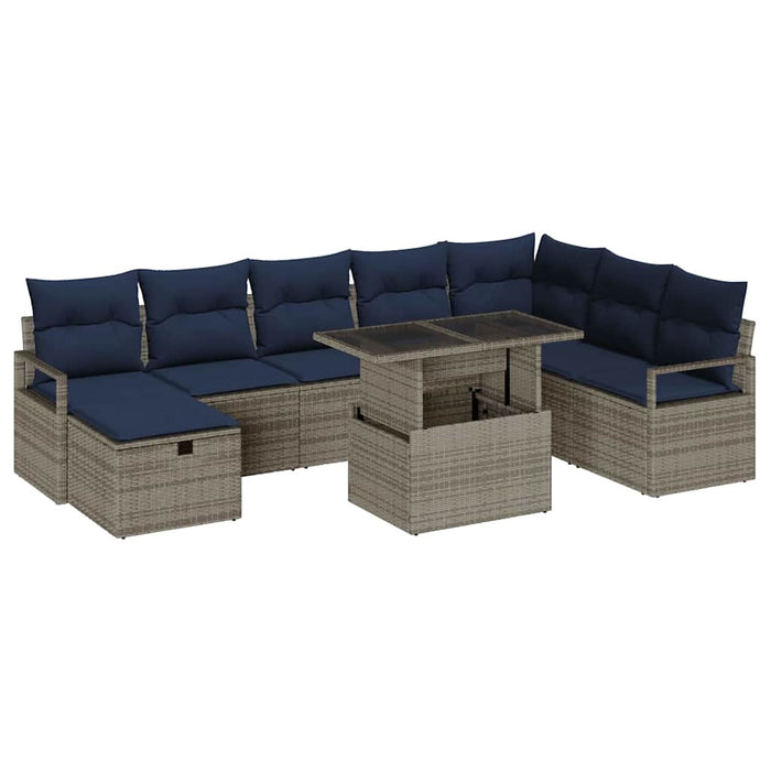 Set de canapele pentru grădină cu pernă 9 pcs Gri Rattan poli - WALTI WALTI
