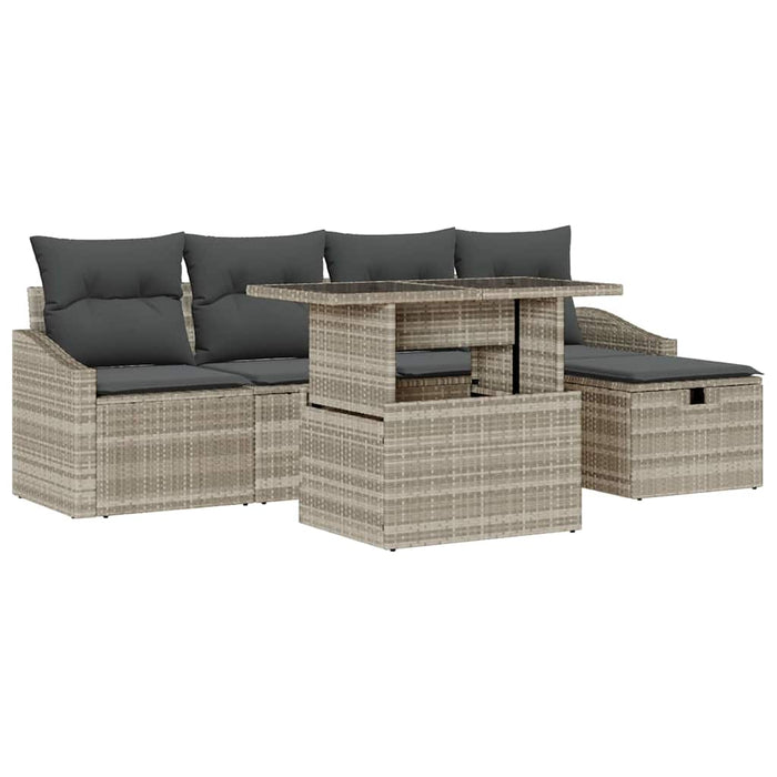 Set de canapele pentru grădină 6 pcs Gri deschis Rattan poli - WALTI WALTI