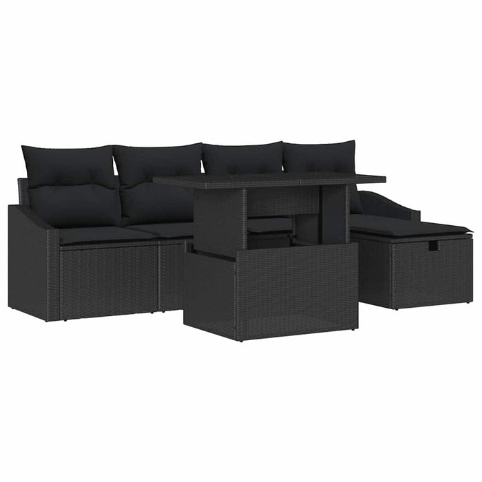 Set de canapele pentru grădină cu pernă 6 pcs Negru Rattan poli - WALTI WALTI