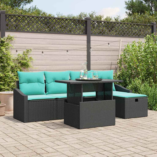 Set de canapele pentru grădină cu pernă 6 pcs Negru Rattan poli - WALTI WALTI