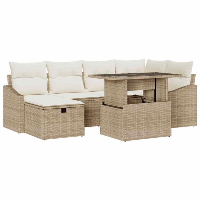 Set de canapele pentru grădină cu pernă 7 pcs Bej Rattan poli - WALTI WALTI