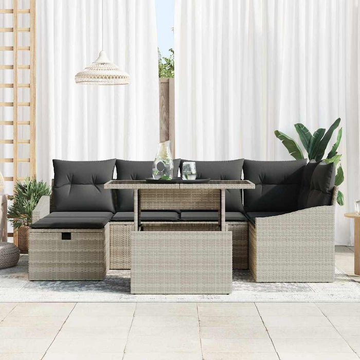 Set de canapele pentru grădină 7 pcs Gri deschis Rattan poli - WALTI WALTI