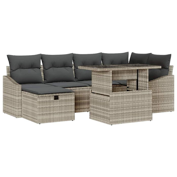 Set de canapele pentru grădină 7 pcs Gri deschis Rattan poli - WALTI WALTI