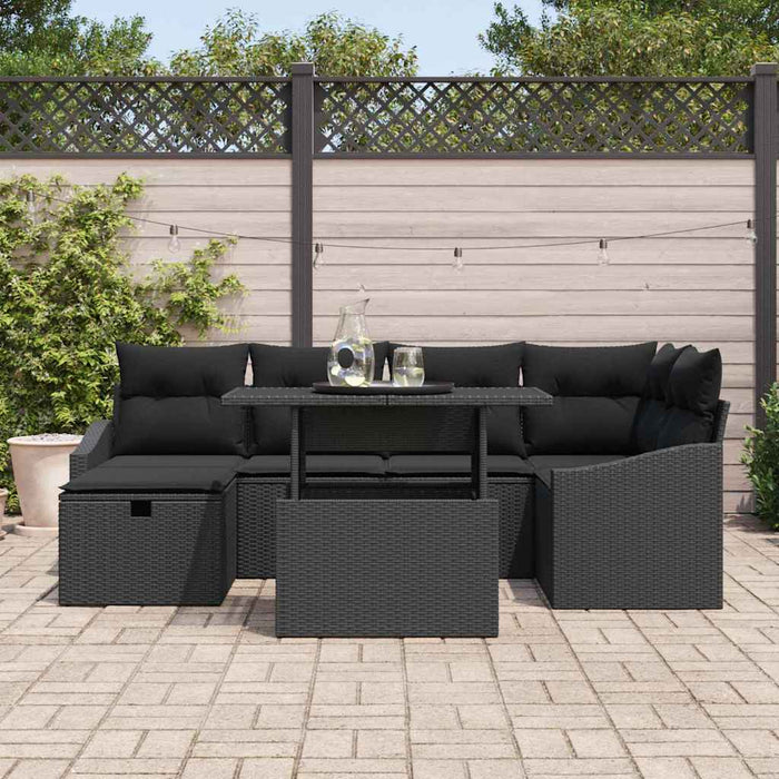 Set de canapele pentru grădină cu pernă 7 pcs Negru Rattan poli - WALTI WALTI