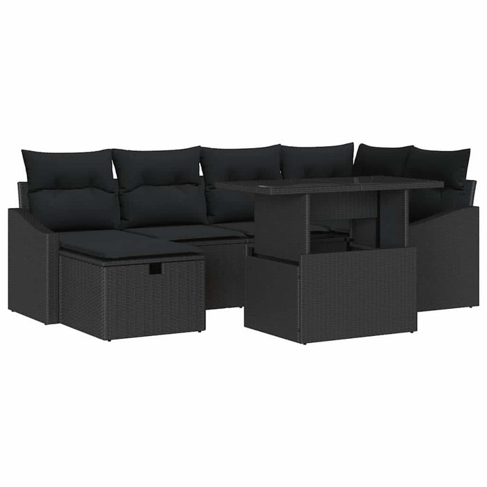 Set de canapele pentru grădină cu pernă 7 pcs Negru Rattan poli - WALTI WALTI