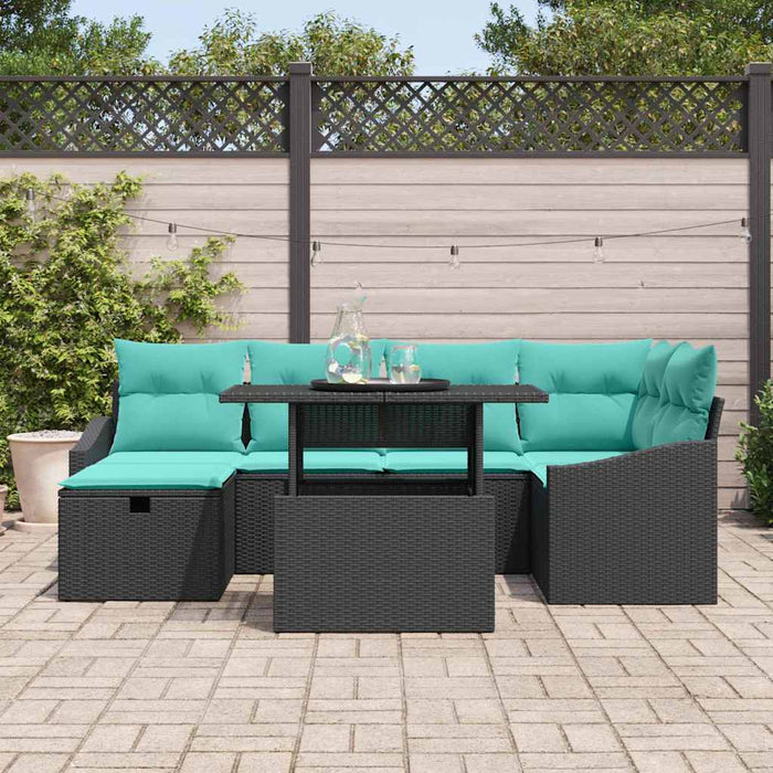 Set de canapele pentru grădină cu pernă 7 pcs Negru Rattan poli - WALTI WALTI