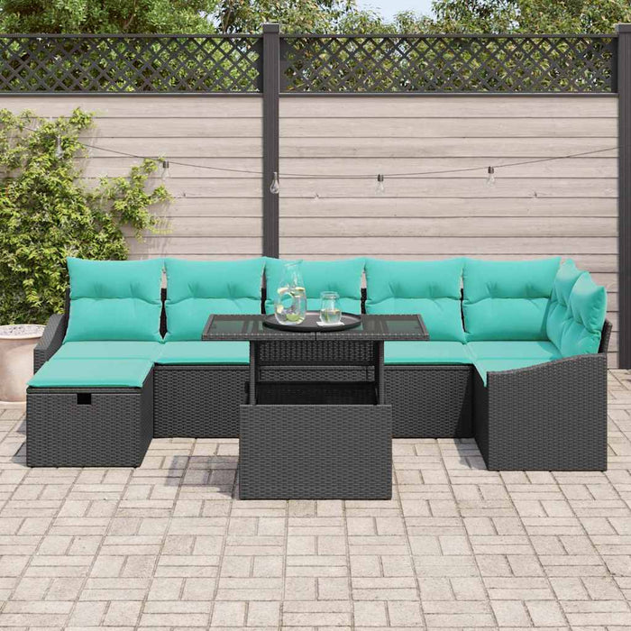 Set de canapele pentru grădină cu pernă 8 pcs Negru Rattan poli - WALTI WALTI