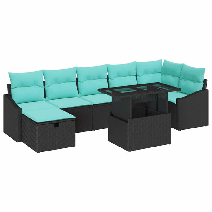 Set de canapele pentru grădină cu pernă 8 pcs Negru Rattan poli - WALTI WALTI