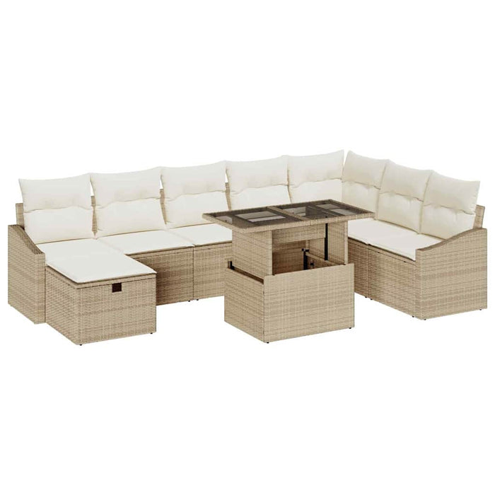 Set de canapele pentru grădină cu pernă 9 pcs Bej Rattan poli - WALTI WALTI