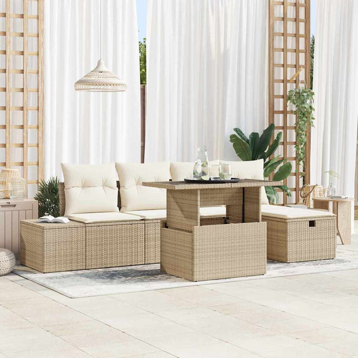 Set de canapele pentru grădină cu pernă 6 pcs Rattan poli - WALTI WALTI