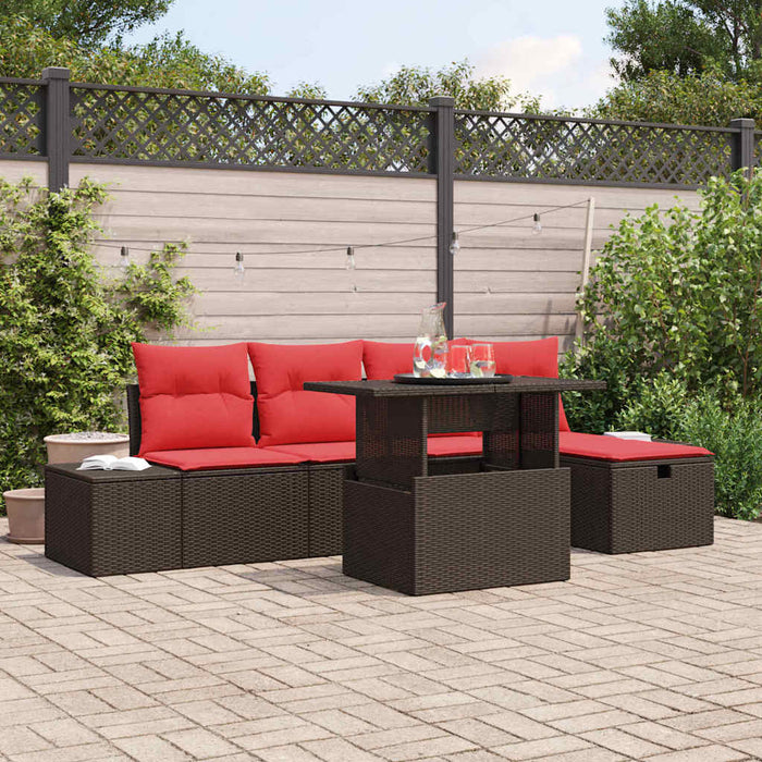 Set de canapele pentru grădină cu pernă 6 pcs poliratan - WALTI WALTI