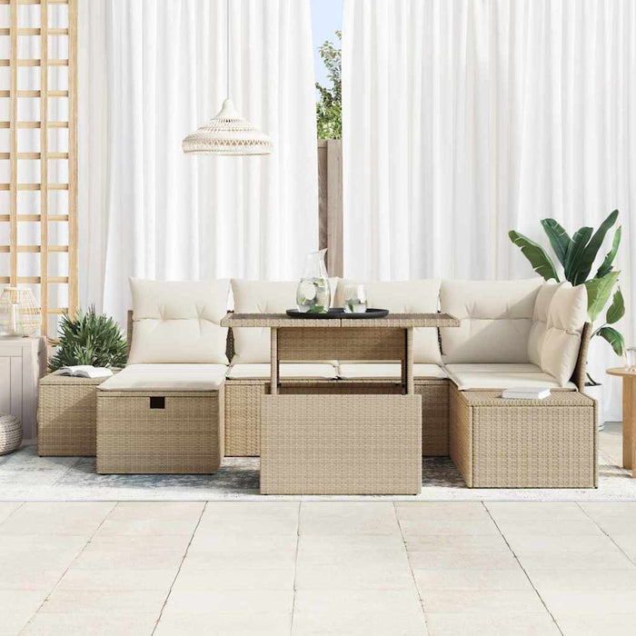 Set de canapele pentru grădină cu pernă 7 pcs Bej Rattan poli - WALTI WALTI