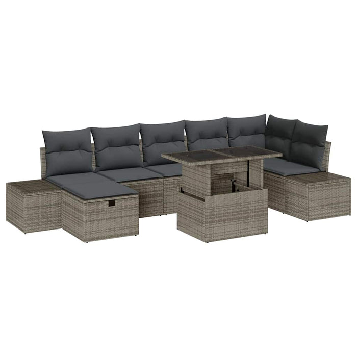 Set de canapele pentru grădină cu pernă 8 pcs Gri Rattan poli - WALTI WALTI