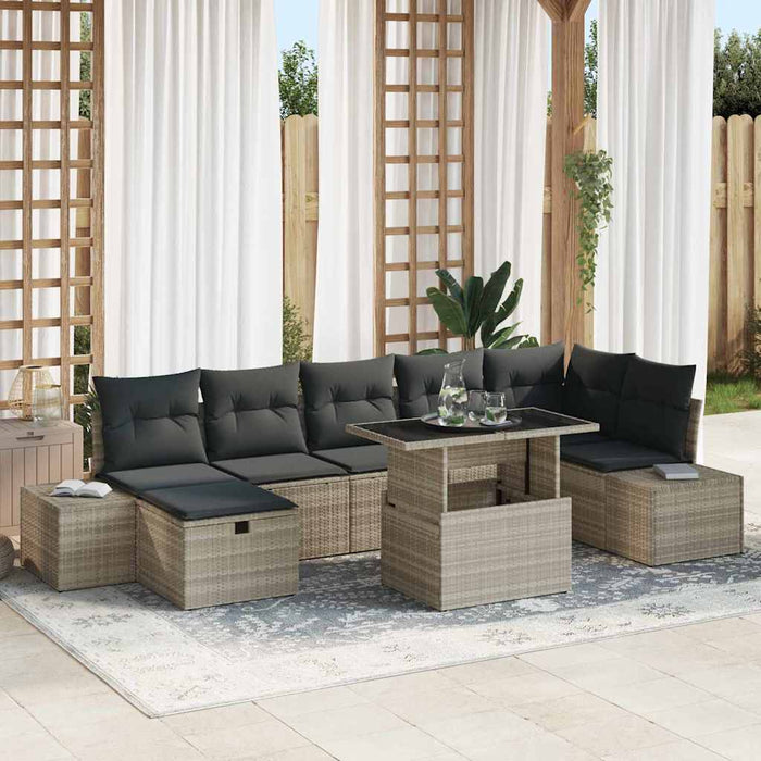 Set de canapele pentru grădină 8 pcs Gri deschis Rattan poli - WALTI WALTI