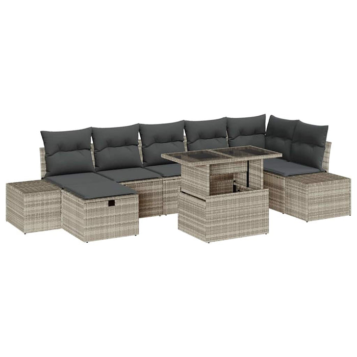 Set de canapele pentru grădină 8 pcs Gri deschis Rattan poli - WALTI WALTI