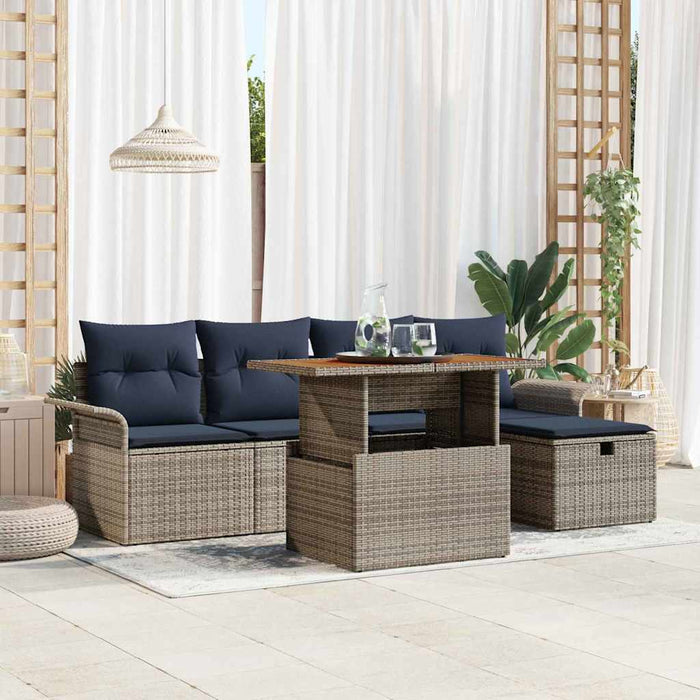 Set de canapele pentru grădină cu pernă 6 pcs Gri poliratan - WALTI WALTI