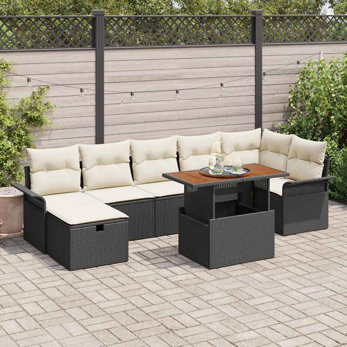 Set de canapele pentru grădină cu pernă 8 pcs Negru Rattan poli - WALTI WALTI