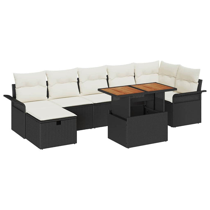 Set de canapele pentru grădină cu pernă 8 pcs Negru Rattan poli - WALTI WALTI