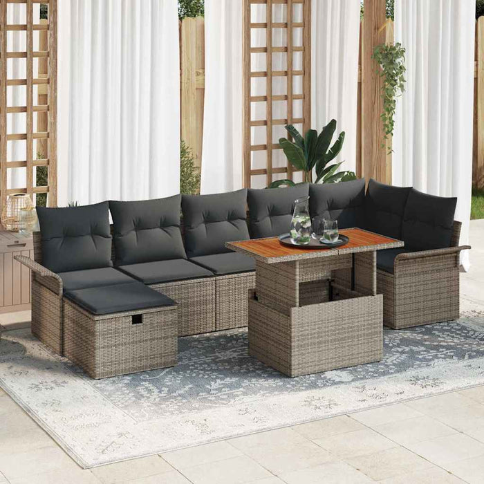 Set de canapele pentru grădină cu pernă 8 pcs Gri Rattan poli - WALTI WALTI