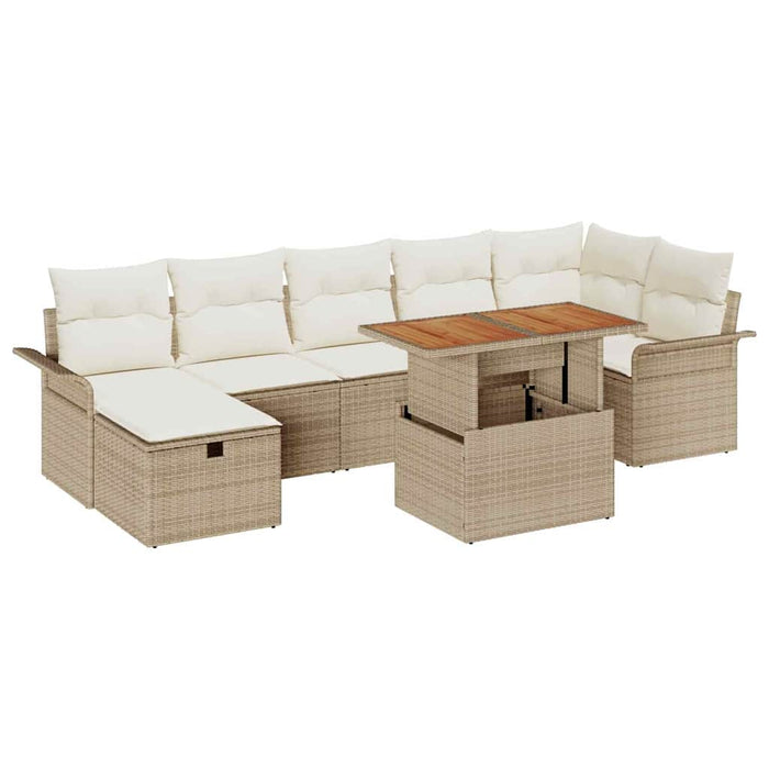 Set de canapele pentru grădină cu pernă 8 pcs Bej Rattan poli - WALTI WALTI