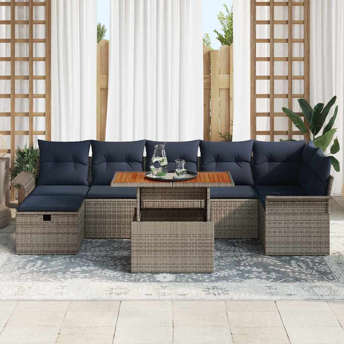 Set de canapele pentru grădină cu pernă 8 pcs Gri poliratan - WALTI WALTI