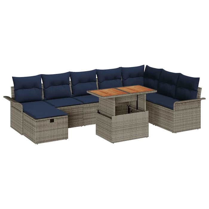 Set de canapele pentru grădină cu pernă 9 pcs Gri poliratan - WALTI WALTI